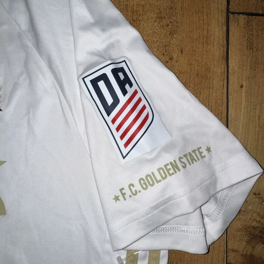 Adidas FC Golden State Soccer Jersey Large 21x23 White Gold